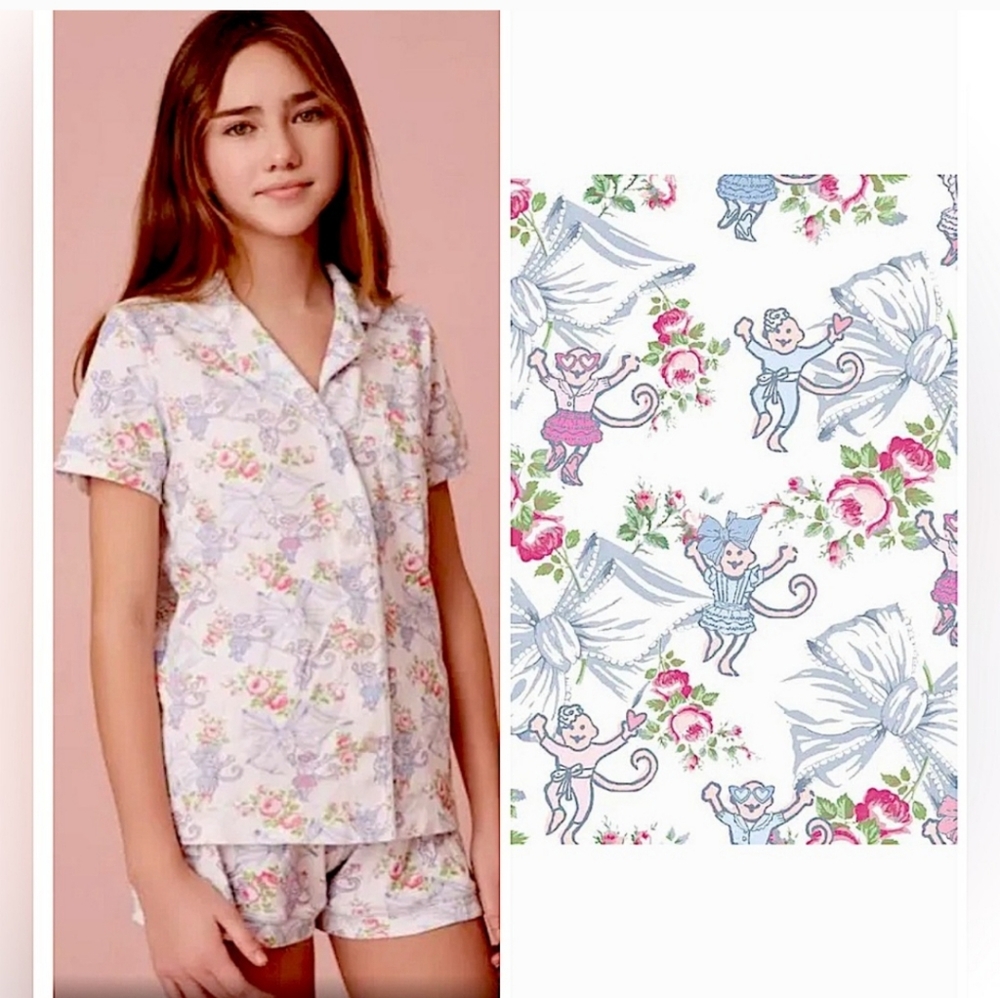 Roller Rabbit Love Shack Fancy Rosa short set polo pajamas